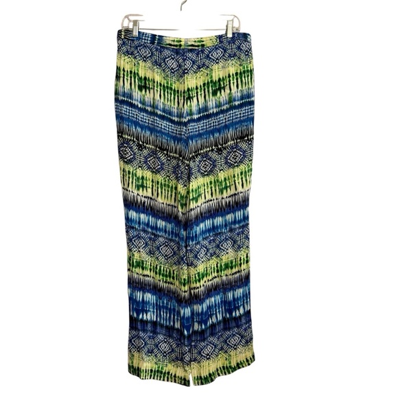 CHAUS Women's Palazzo Pants Blue Multi Pockets Wide Leg Elastic Waist Medium - Picture 2 of 6
